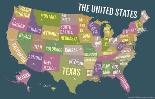 Mapa geografico dos EUA 